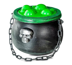 Caldero de bruja con poción verde simulada de 20x17x36 cm