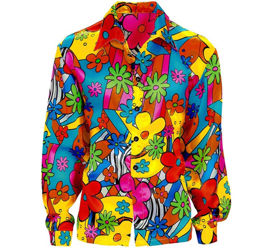 Translation missing: es.Camisa de Hippie de los Años 60 con Flores para hombre