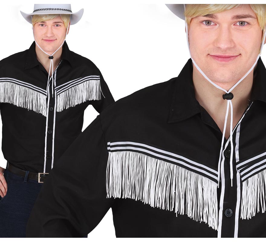 Translation missing: es.Camisa de Vaquero negro con flecos adulto