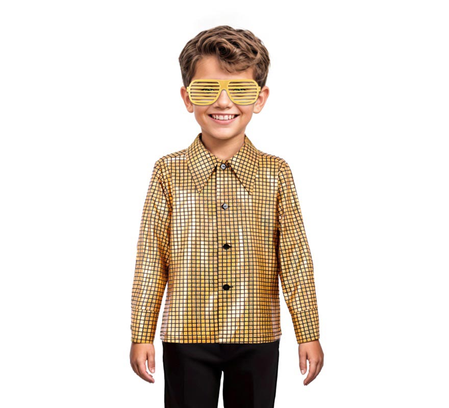 Translation missing: es.Camisa Disco Bling dorada para niño