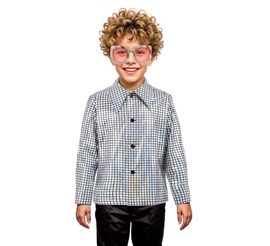 Translation missing: es.Camisa Disco Bling plateado para niño