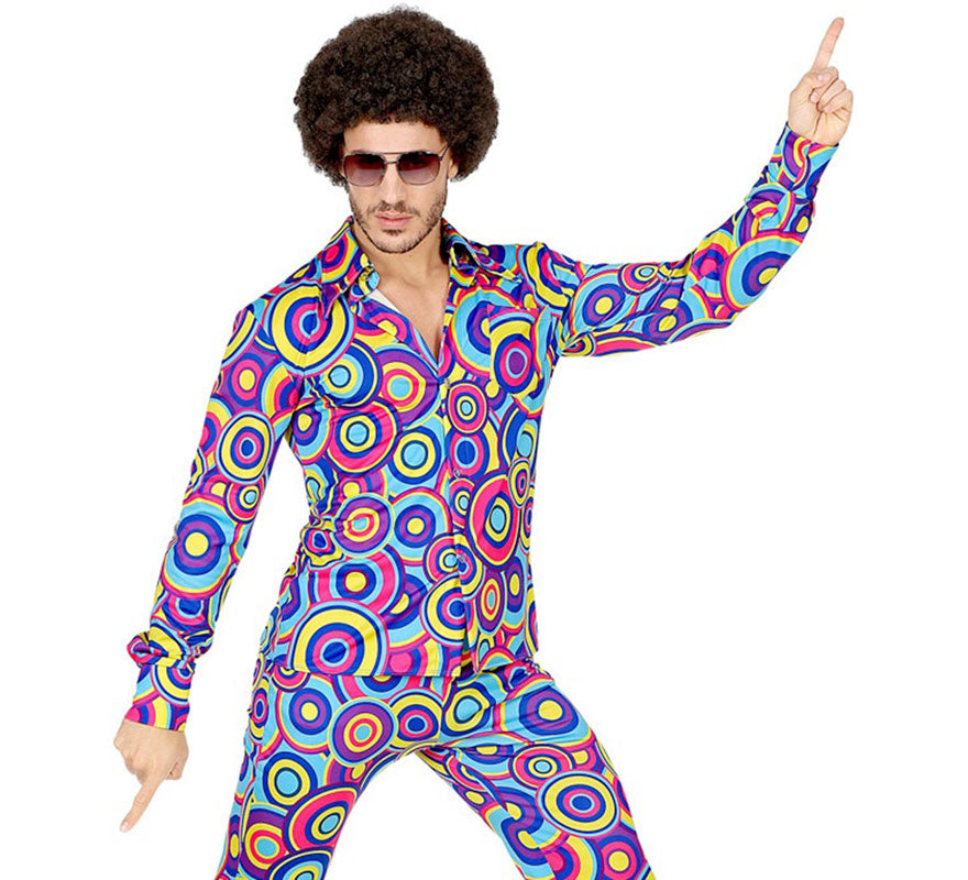 Camisa Disco Estampada de los Años 70 para hombre