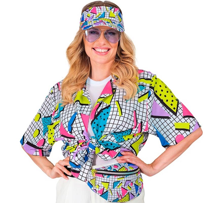 Translation missing: es.Camisa Estampada Años 80 blanca para adultos