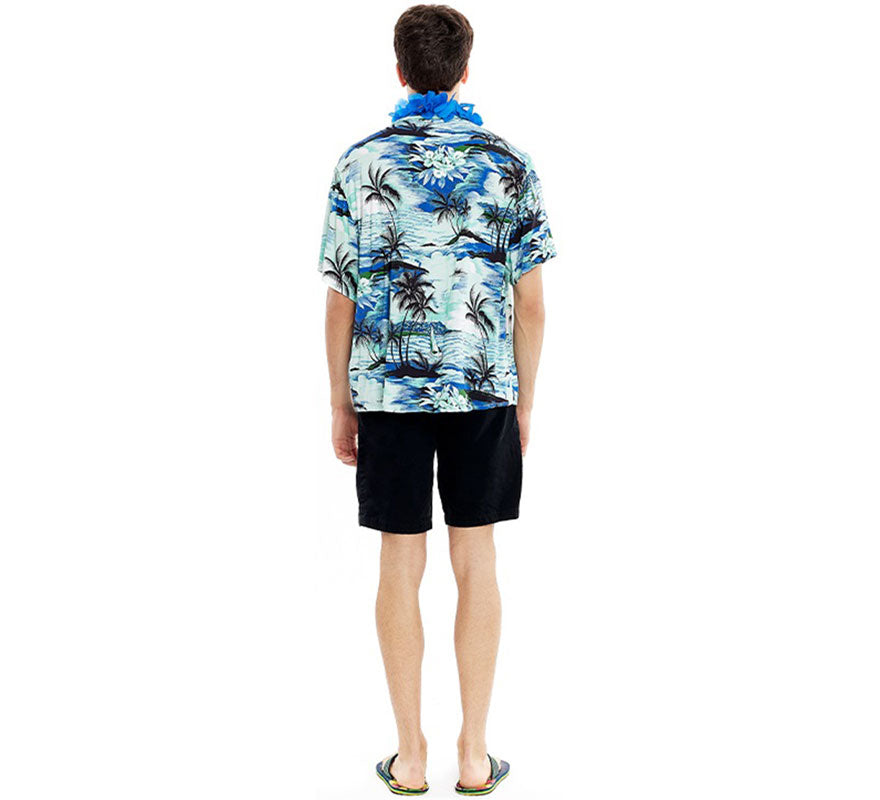 Translation missing: es.Camisa Hawaiana Palmeras azul para hombre