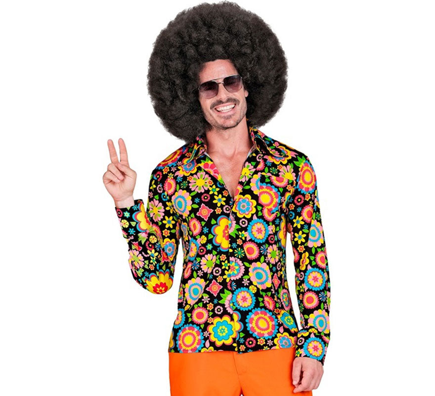 Translation missing: es.Camisa Hippie de los Años 60 con Flores Psicodélicas para hombre