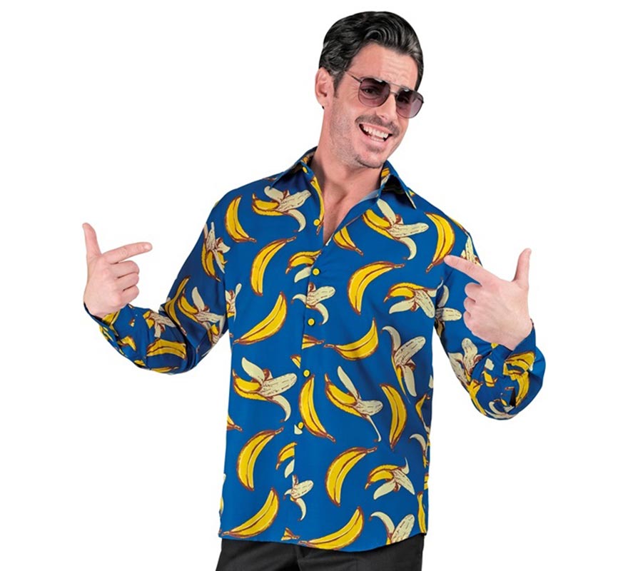 Translation missing: es.Camisa manga larga con Estampado Plátanos para hombre