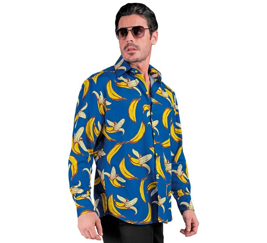 Translation missing: es.Camisa manga larga con Estampado Plátanos para hombre
