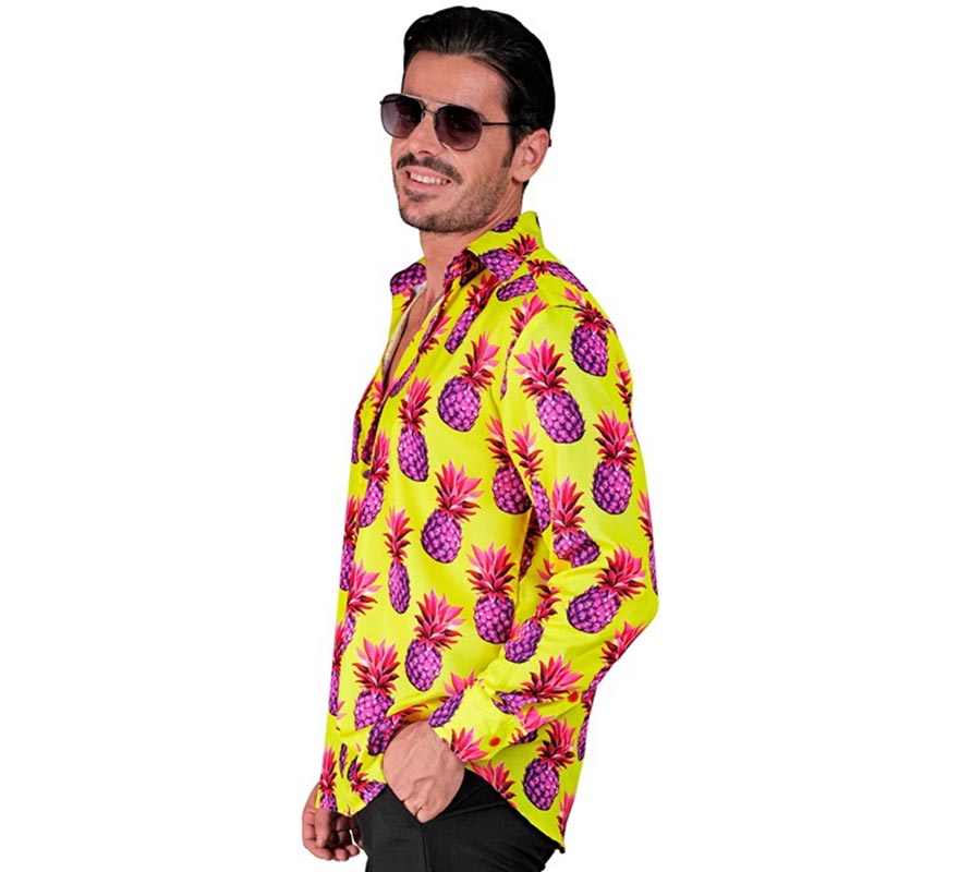 Translation missing: es.Camisa manga larga Estampada Piñas neón para hombre