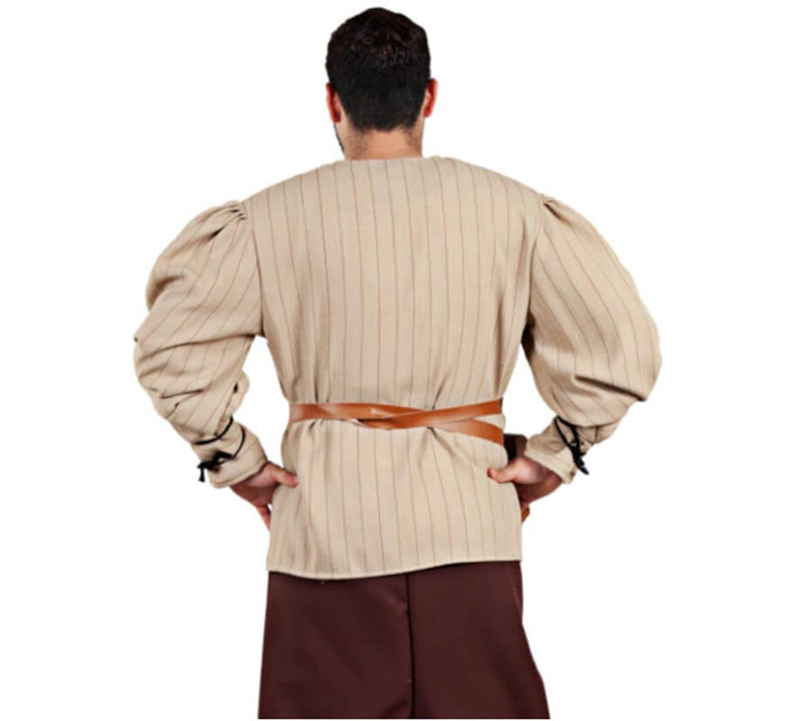 Translation missing: es.Camisa Medieval beige a Rayas para hombre