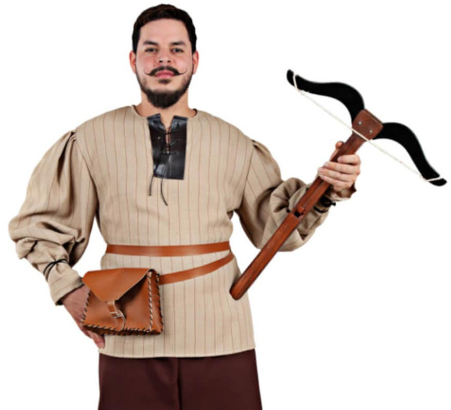 Translation missing: es.Camisa Medieval beige a Rayas para hombre