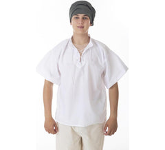 Camisa Medieval o Pirata blanca con cordón para hombre