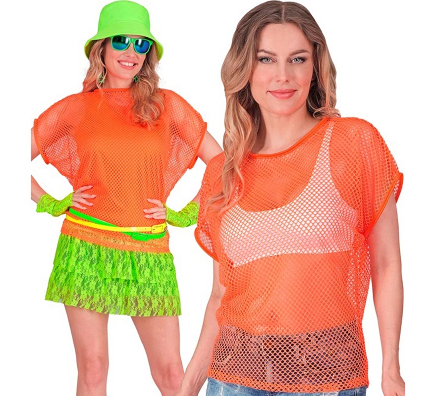 Translation missing: es.Camiseta de Malla naranja neón para mujer