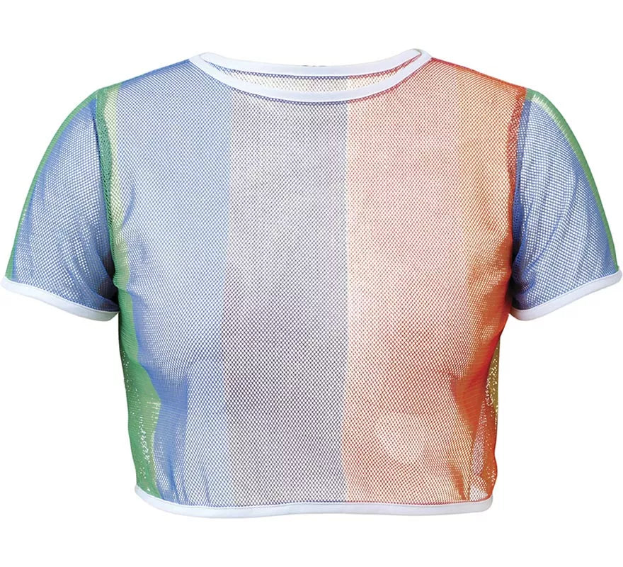 Camiseta de Rejilla Arcoíris para mujer