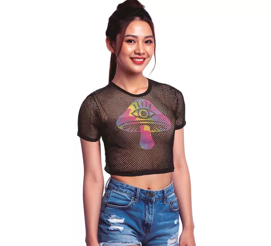 Translation missing: es.Camiseta de Rejilla Seta negra para mujer