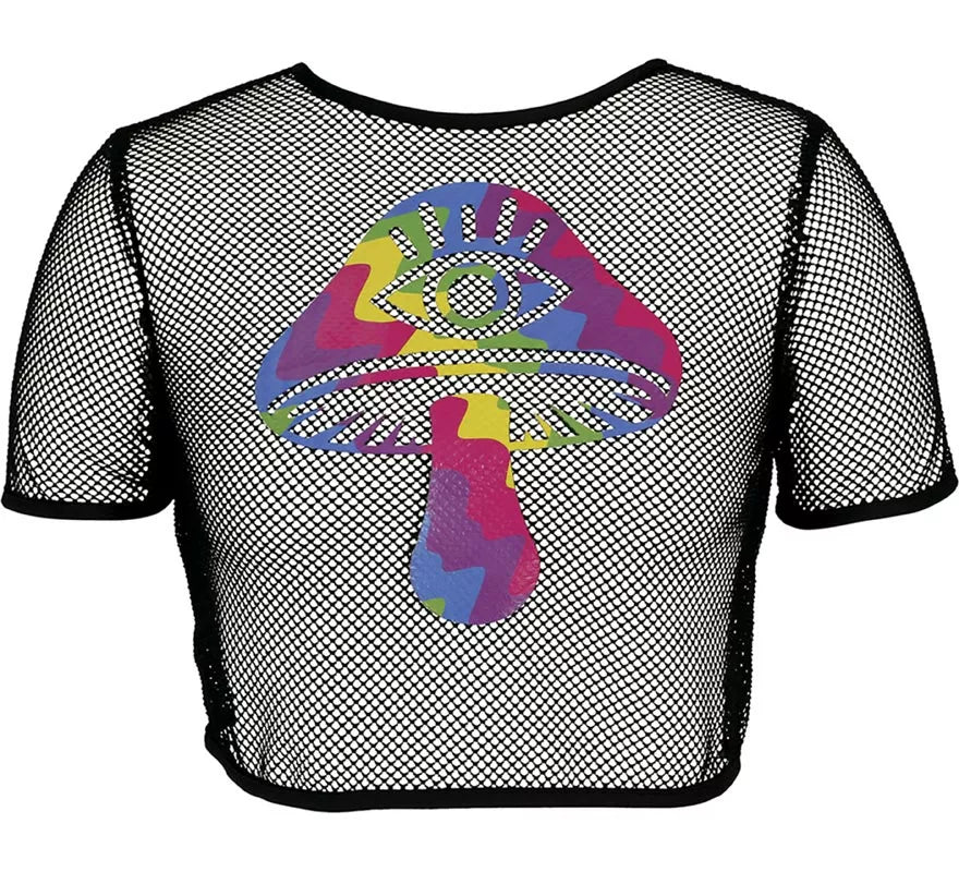 Translation missing: es.Camiseta de Rejilla Seta negra para mujer