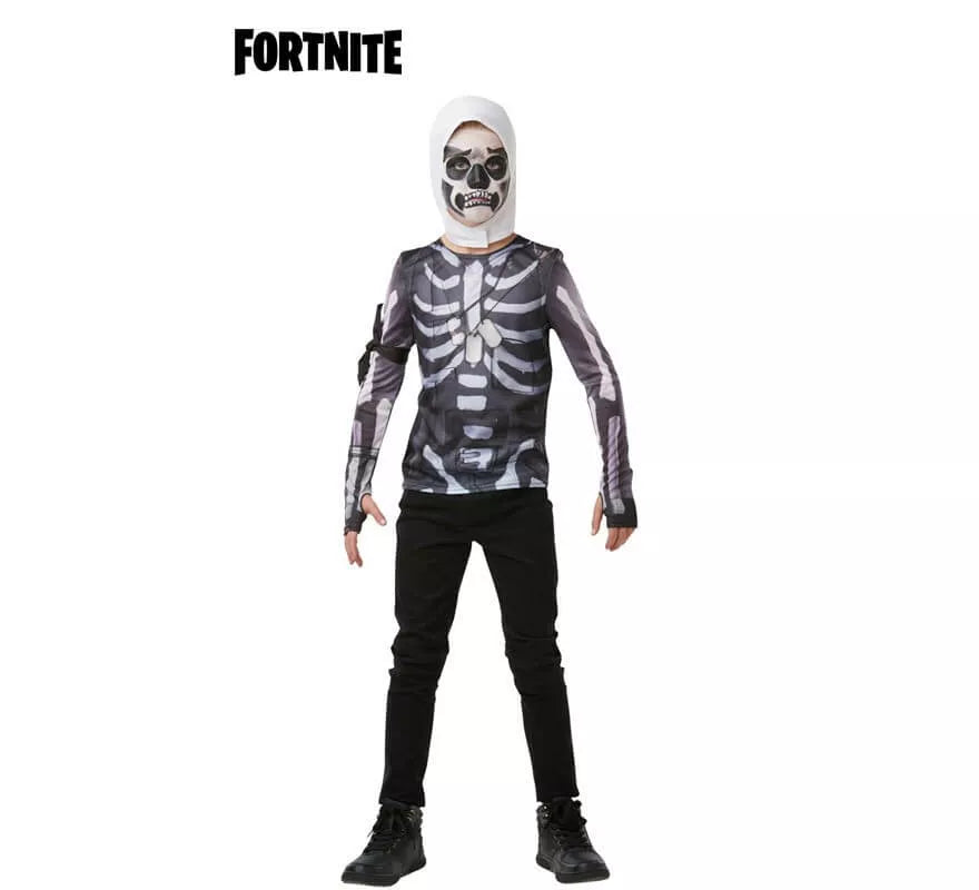Translation missing: es.Camiseta Disfraz con Capucha Skull Trooper Fortnite para niño y adolescente