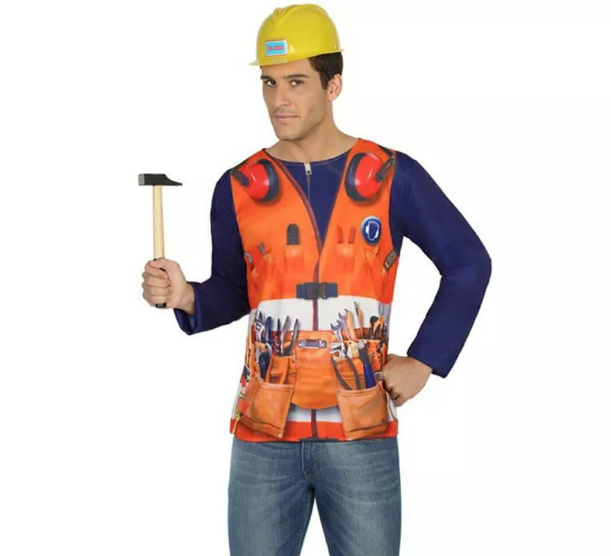 Translation missing: es.Camiseta disfraz de Albañil para hombre