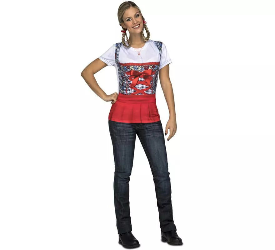 Translation missing: es.Camiseta disfraz de Tirolesa roja para mujer
