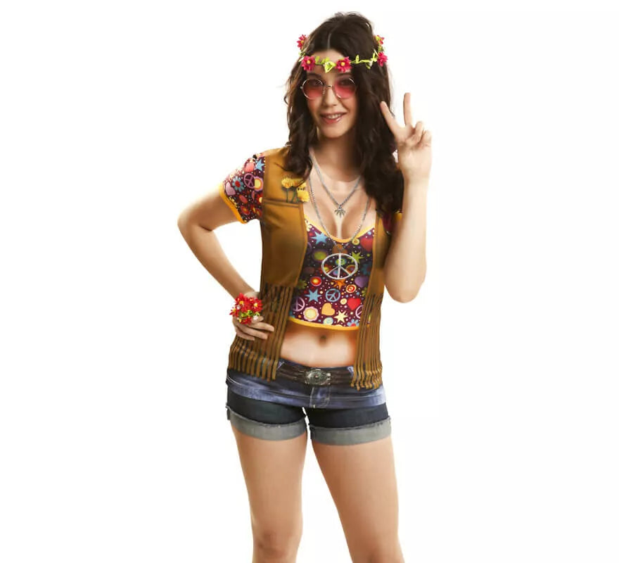 Translation missing: es.Camiseta disfraz hippie para mujer