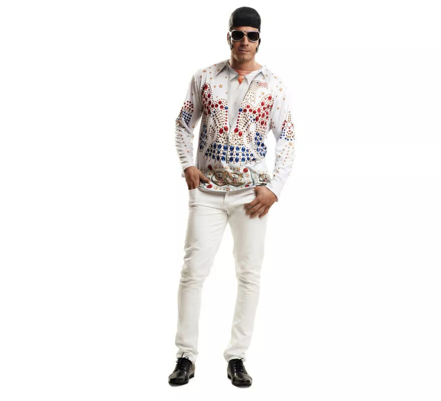 Camiseta disfraz rey del rock para hombre