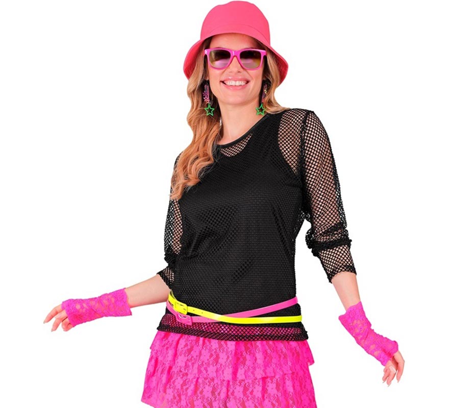 Camiseta manga larga de Malla negra para mujer