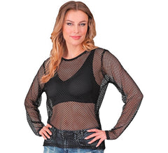 Camiseta manga larga de Malla negra para mujer