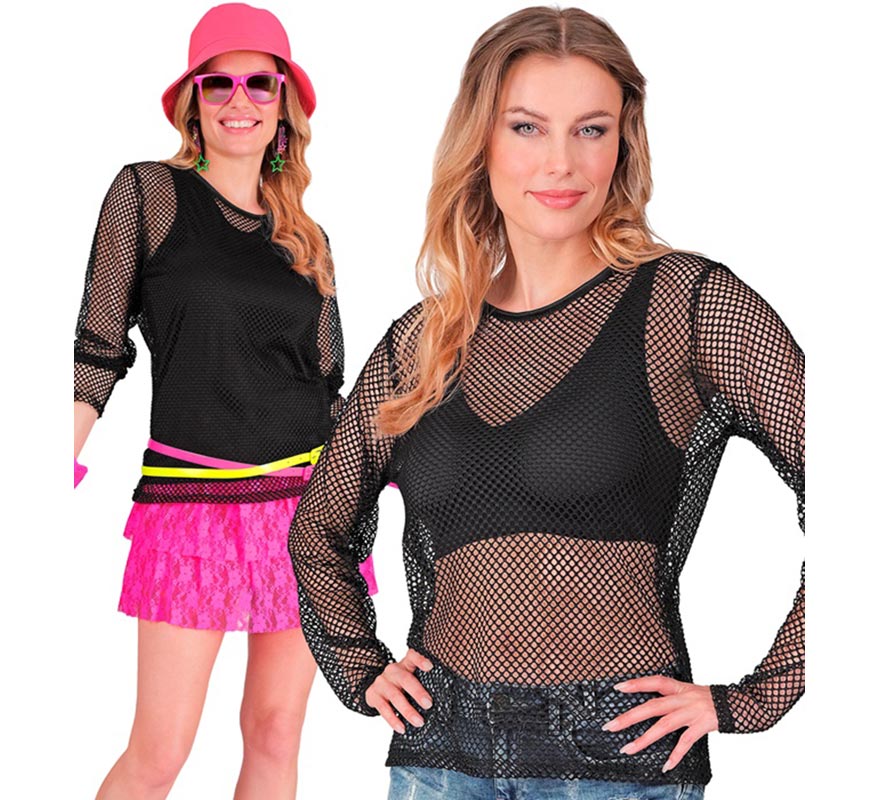 Translation missing: es.Camiseta manga larga de Malla negra para mujer