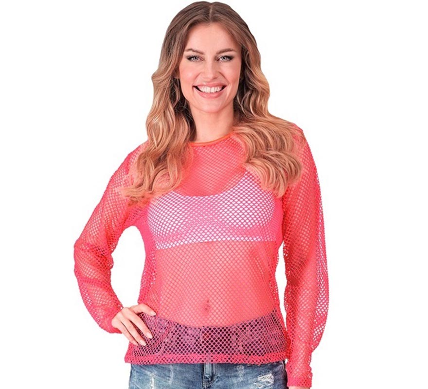 Translation missing: es.Camiseta manga larga de Malla rosa neón para mujer