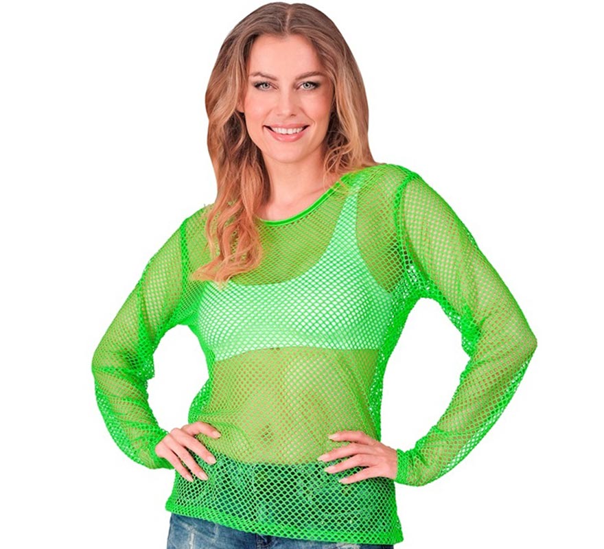 Translation missing: es.Camiseta manga larga de Malla verde neón para mujer