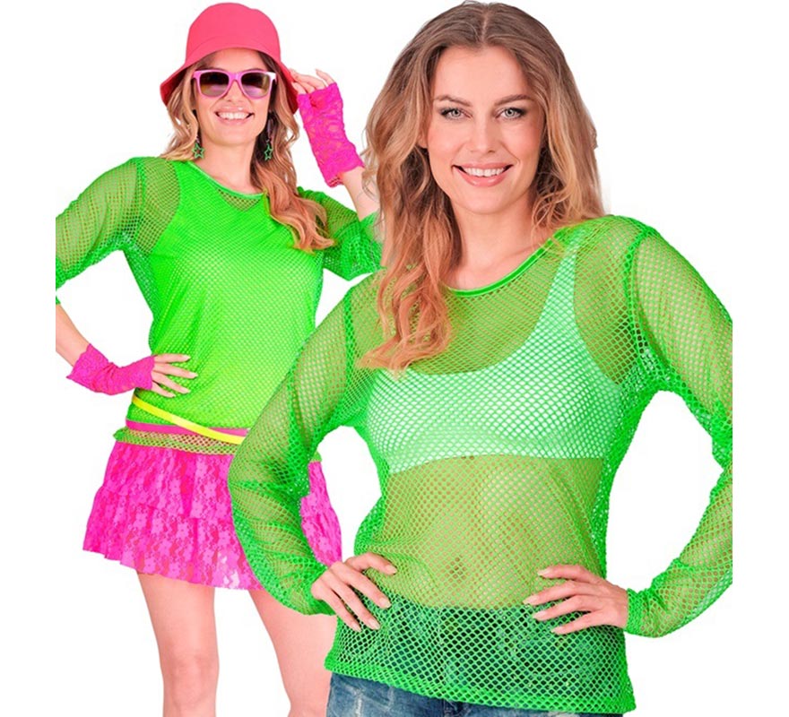 Translation missing: es.Camiseta manga larga de Malla verde neón para mujer