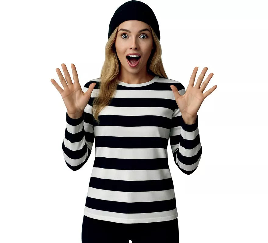 Translation missing: es.Camiseta Mimo o Preso a Rayas blancas y negras para mujer