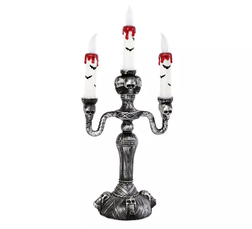 Candelabro Calaveras con luz de 385x12x17 cm