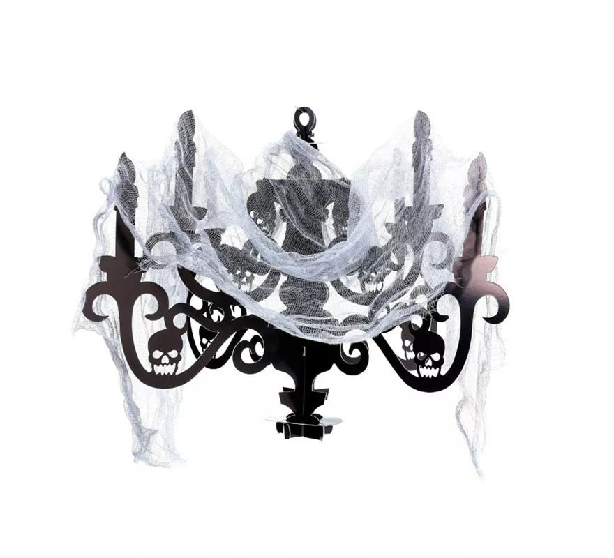 Candelabro Decorativo negro con gasa de 40,5x57,5 cm