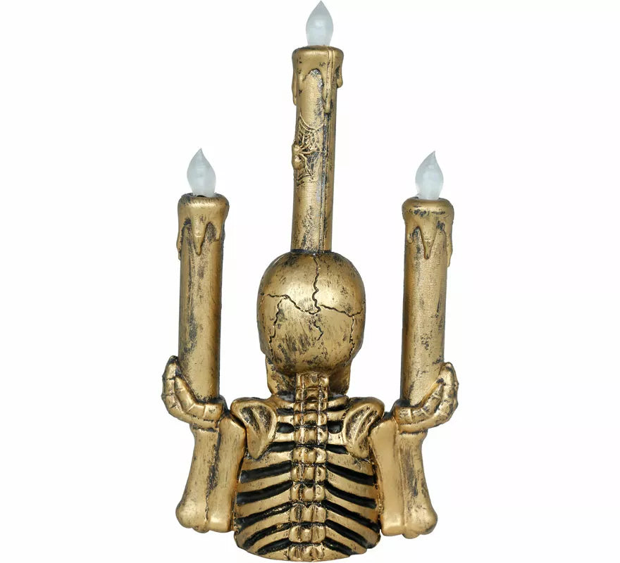 Translation missing: es.Candelabro Esqueleto dorado con Luz de 26 cm