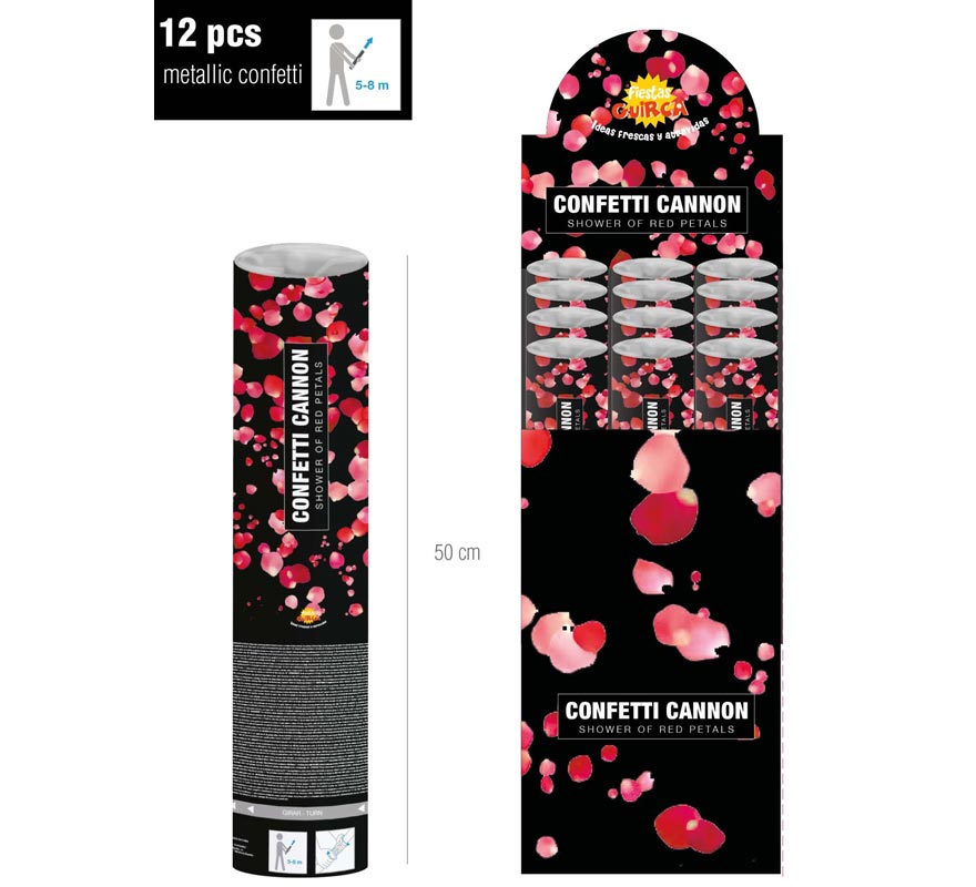 Translation missing: es.Cañón Kabuki o tubo de Pétalos de rosa rojos de 50 cm para Bodas