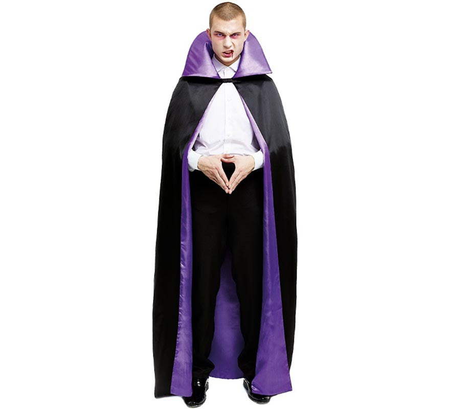 Translation missing: es.Capa de Vampiro negra con cuello morado adulto de 180 cm
