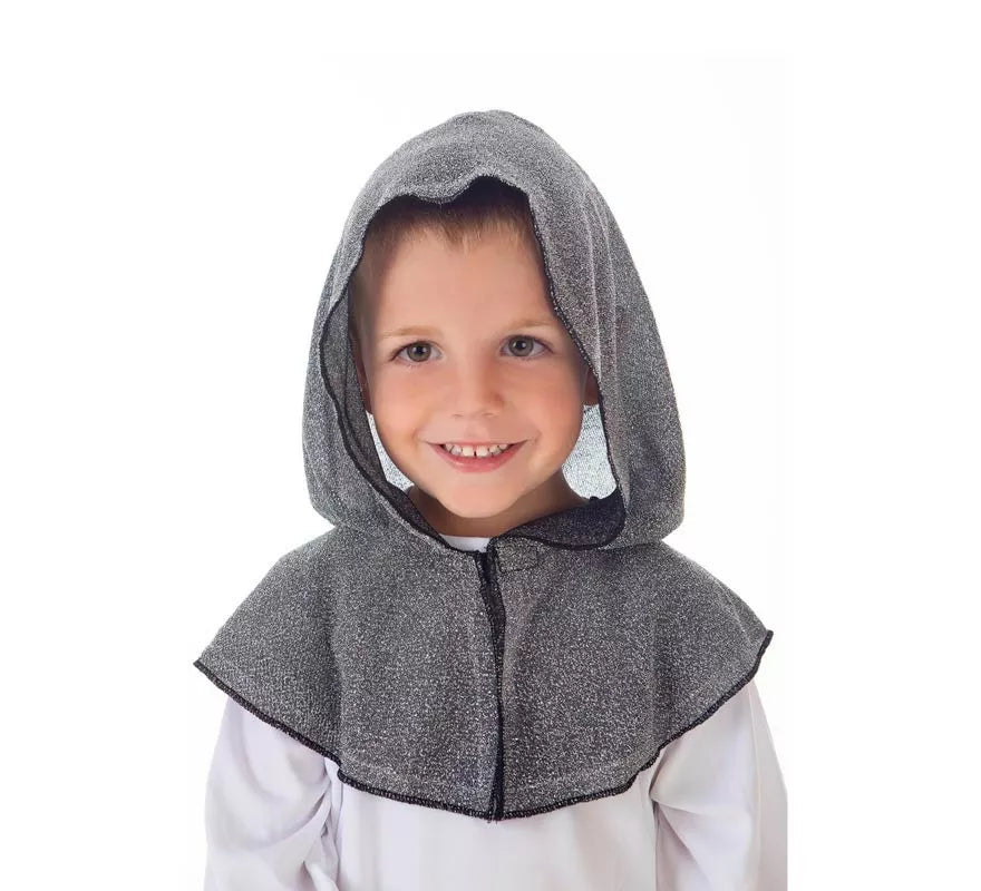 Capucha de Caballero Medieval gris para niño