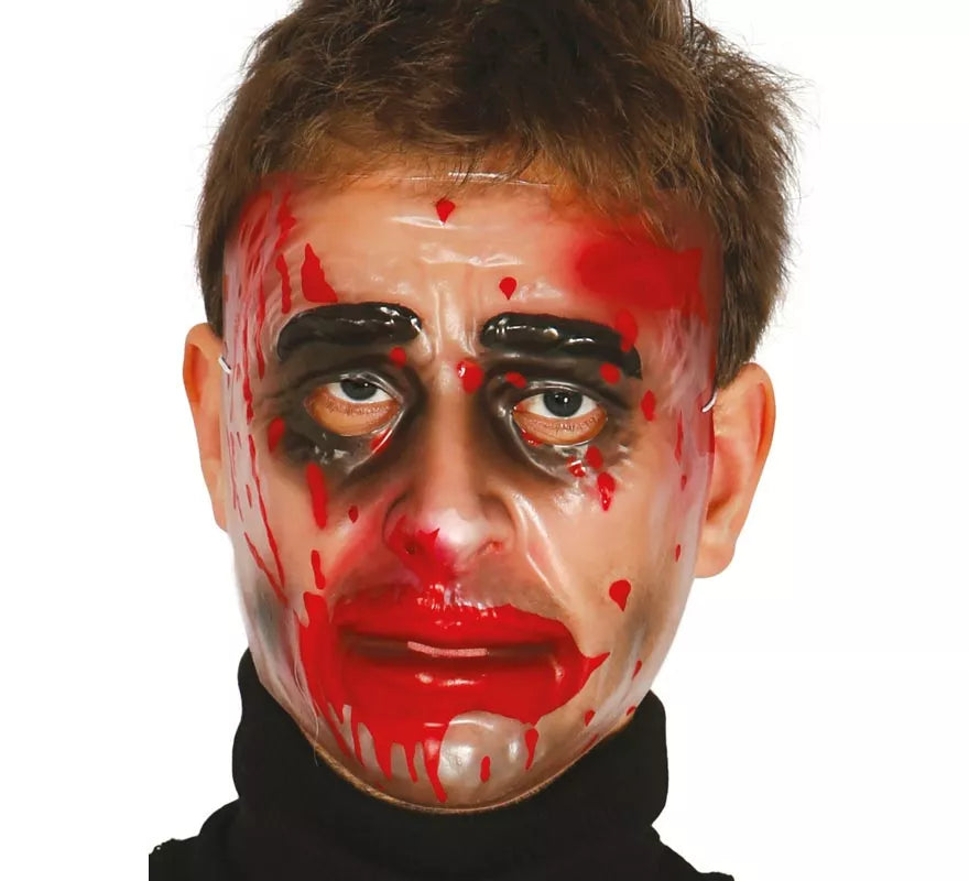Translation missing: es.Careta de hombre Zombie transparente con sangre