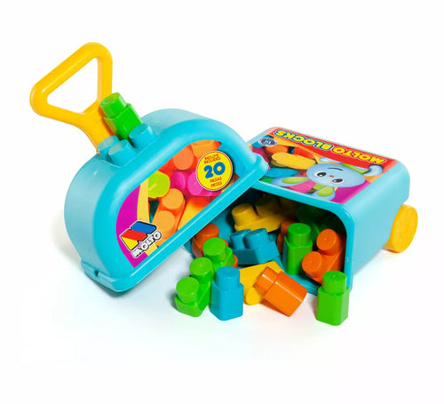 Carrito azul con 20 Bloques