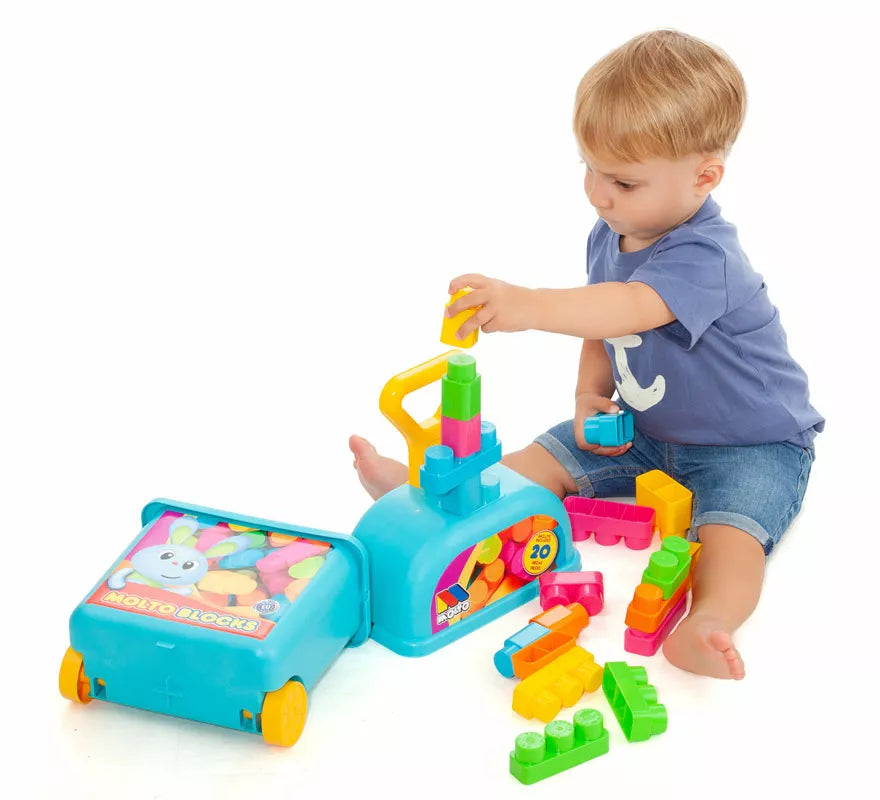 Carrito azul con 20 Bloques