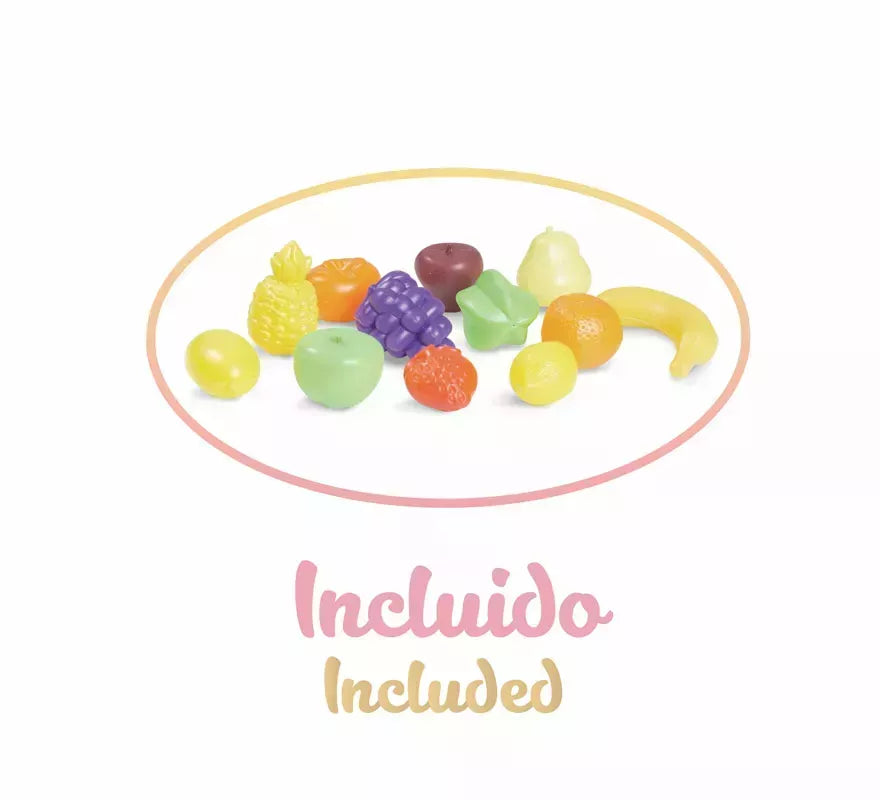 Carro Compra Portabebés con Frutas para Muñecas de hasta 50 cm