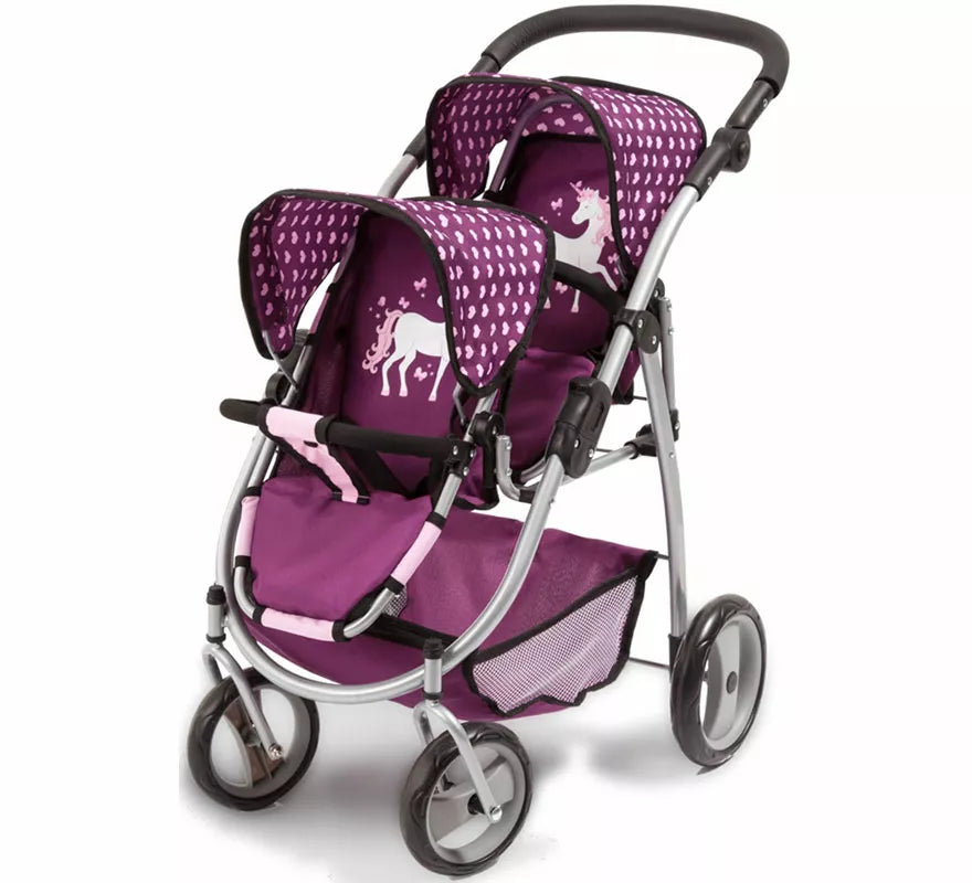 Translation missing: es.Carro de Muñecas Gemelar Unicornio rosa y morado