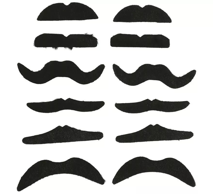 Translation missing: es.Cartón Pack de 12 Bigotes adhesivos Surtidos