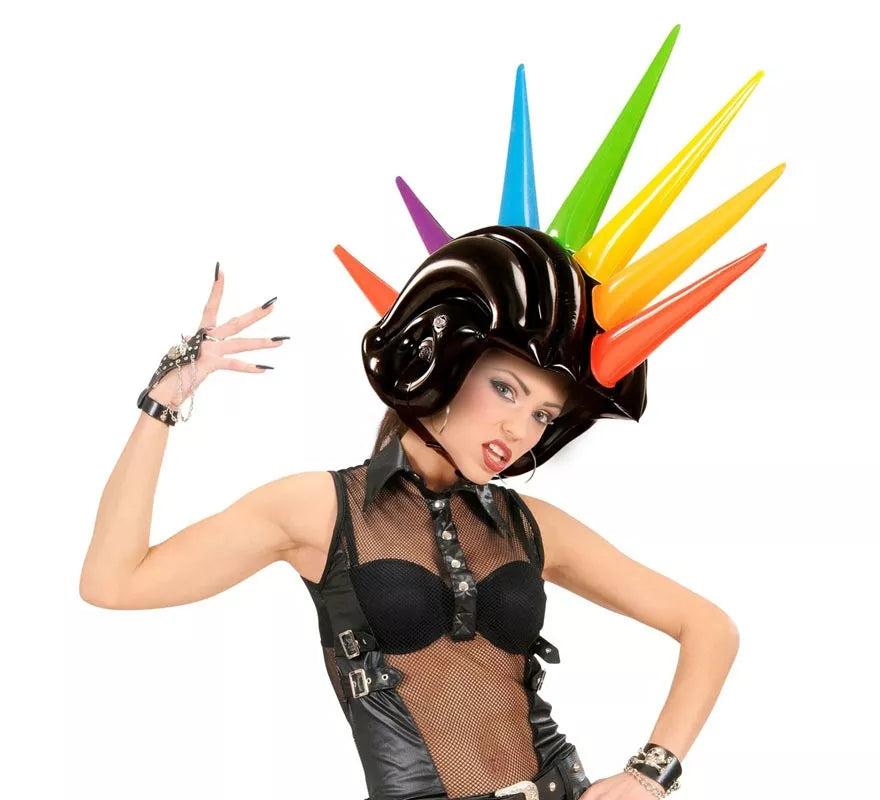 Translation missing: es.Casco con Puntas multicolor hinchable de 90 cm
