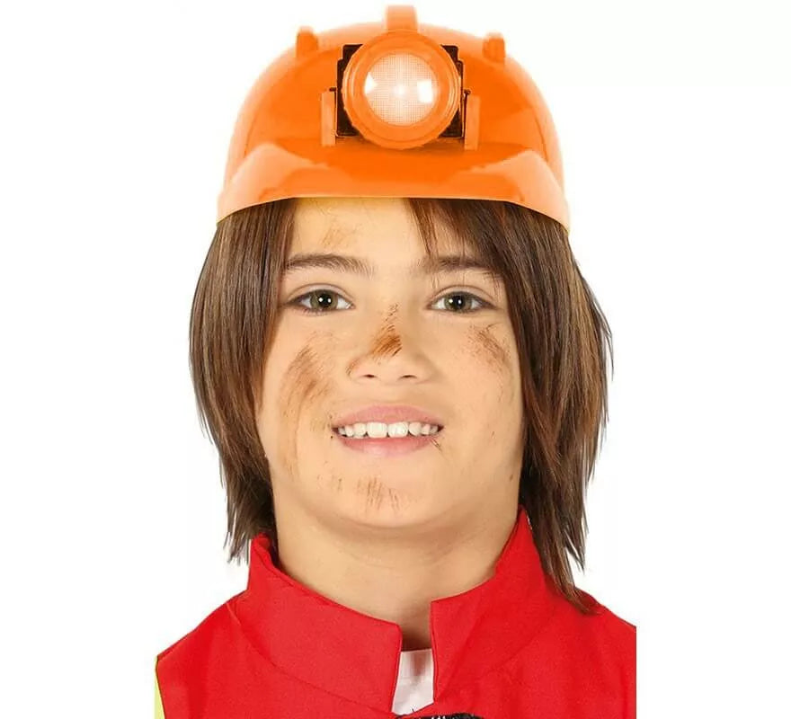 Translation missing: es.Casco de Obrero Naranja con Luz para niño