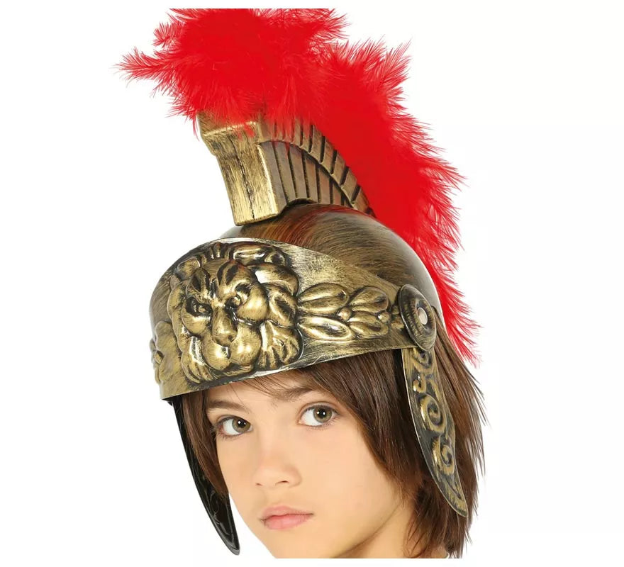 Translation missing: es.Casco de Romano Dorado con Plumas para niño