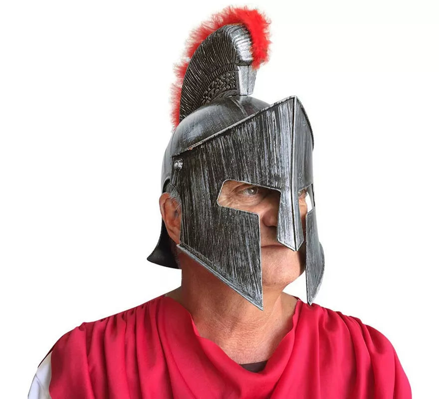 Translation missing: es.Casco de Romano Plateado con pelo rojo