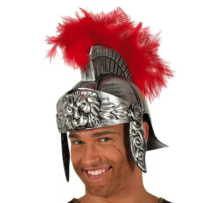 Translation missing: es.Casco de Romano Plateado con Plumas