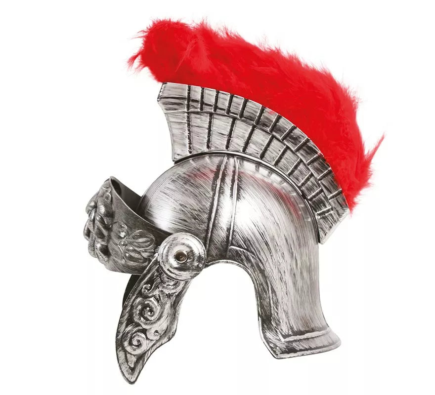 Translation missing: es.Casco de Romano Plateado con Plumas