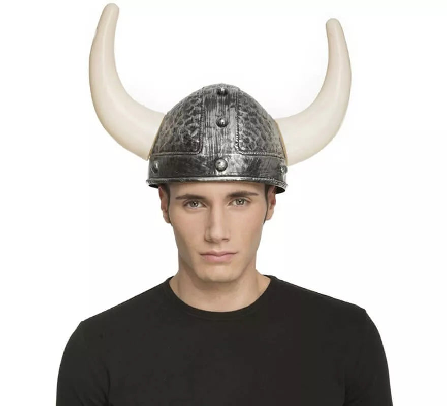 Translation missing: es.Casco de Vikingo con cuernos color Plateado